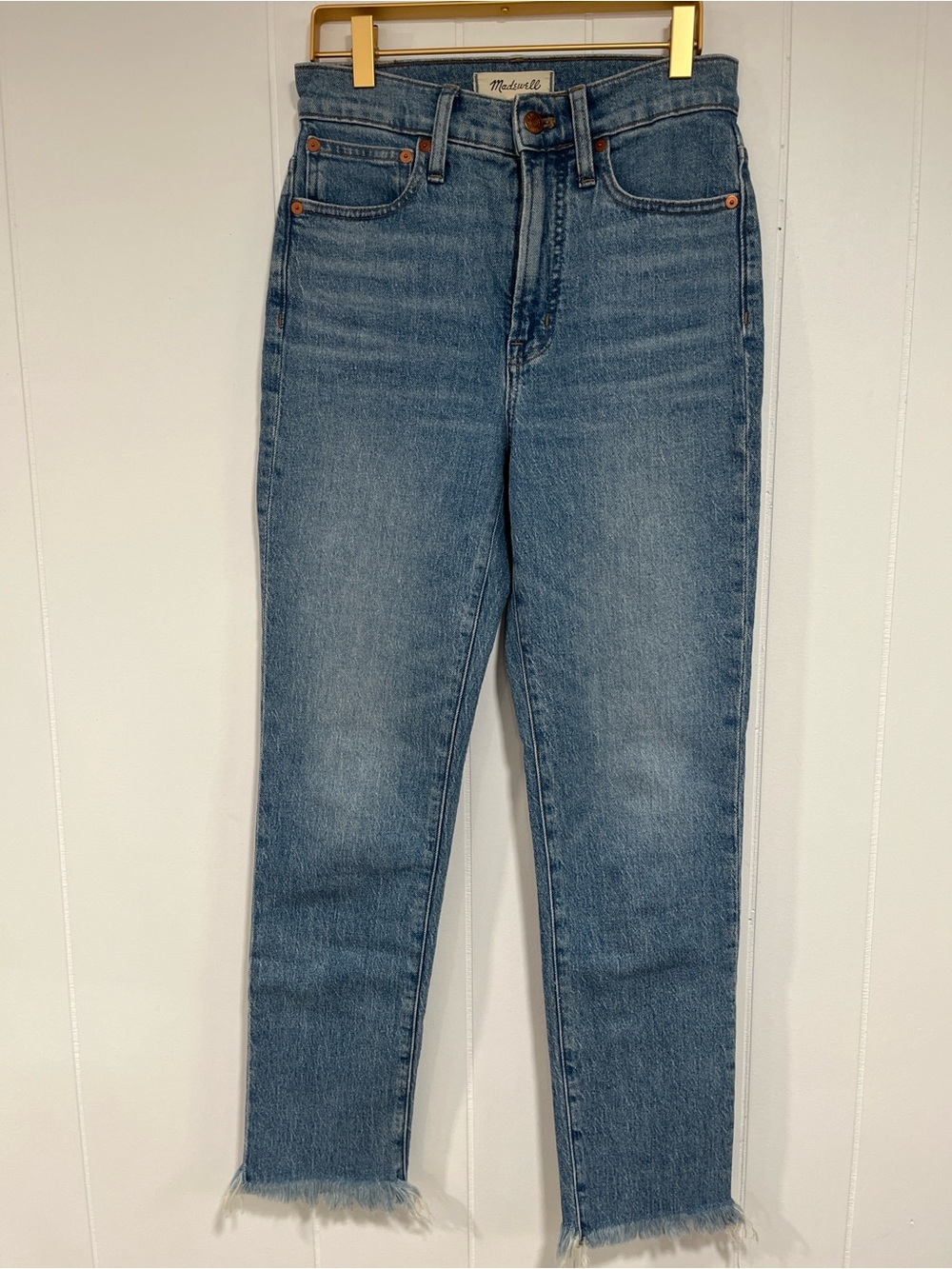 Madewell Perfect Vintage Jean High Rise Crop‎ Straight Raw Hem Light Wash 26x 27